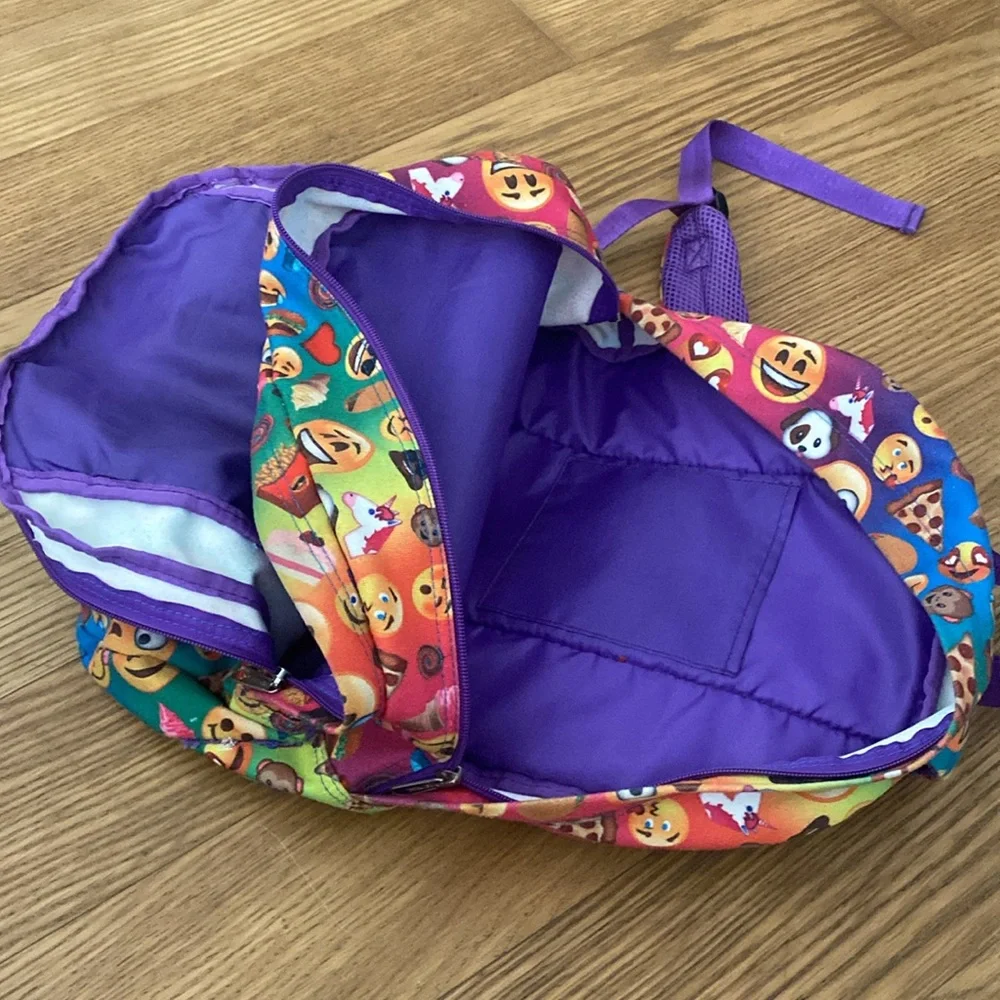 Top Trenz Girl Emoji Multicolor Full Size School Backpack